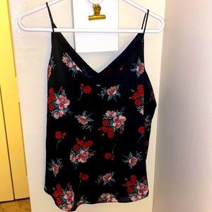Express Black Floral Tank Top Size Medium